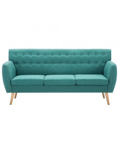 Divano a 3 Posti Rivestito in Tessuto 172x70x82 cm Verde