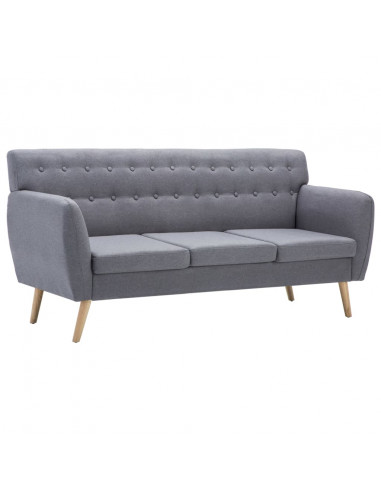 Divano a 3 Posti Rivestito in Tessuto 172x70x82cm Grigio Chiaro