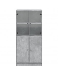 Credenza con Ante Grigio Cemento 68x37x142 cm Legno Multistrato 2