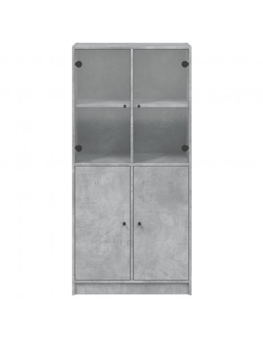 Credenza con Ante Grigio Cemento 68x37x142 cm Legno Multistrato