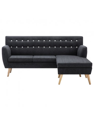 Divano a L Rivestito in Tessuto 171,5x138x81,5 cm Grigio Scuro