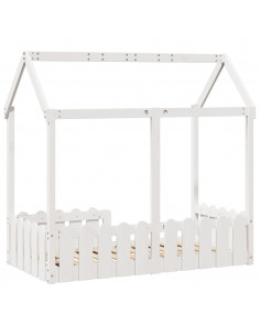 Giroletto Casetta Bambini Bianco 70x140 cm Legno Massello Pino