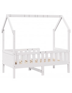 Giroletto Casetta Bambini Bianco 80x160 cm Legno Massello Pino