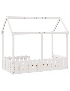 Giroletto Casetta Bambini Bianco 80x160 cm Legno Massello Pino