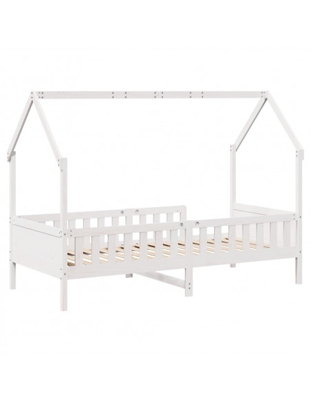 Giroletto Casetta Bambini Bianco 80x200 cm Legno Massello Pino