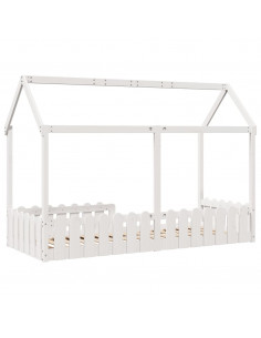 Giroletto Casetta Bambini Bianco 80x200 cm Legno Massello Pino