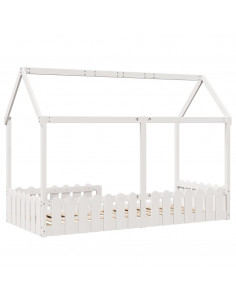Giroletto Casetta Bambini Bianco 90x190 cm Legno Massello Pino