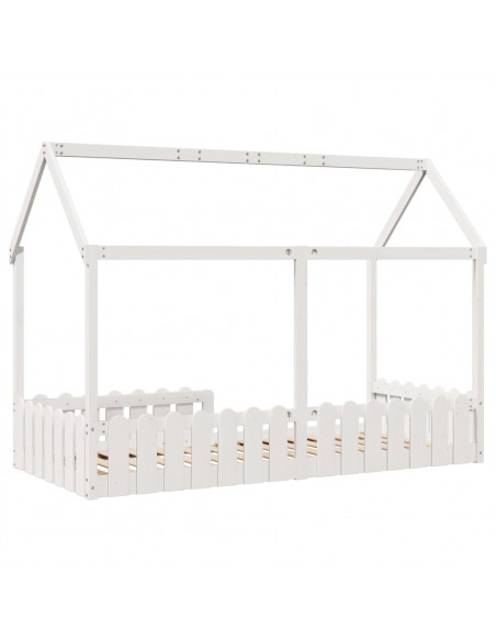 Giroletto Casetta Bambini Bianco 90x190 cm Legno Massello Pino
