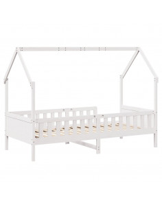 Giroletto Casetta Bambini Bianco 90x200 cm Legno Massello Pino