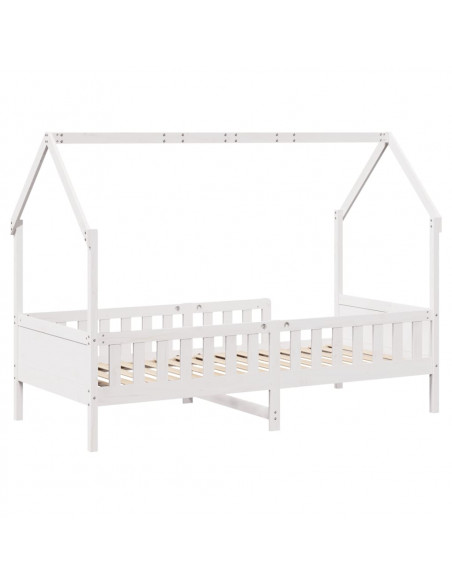Giroletto Casetta Bambini Bianco 90x200 cm Legno Massello Pino