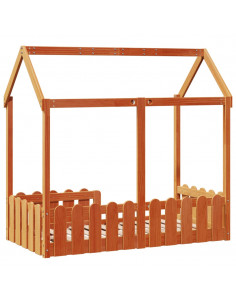 Giroletto Casetta Bambini Marrone Cera 70x140 cm Massello Pino