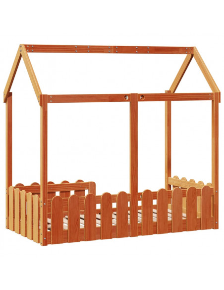 Giroletto Casetta Bambini Marrone Cera 70x140 cm Massello Pino