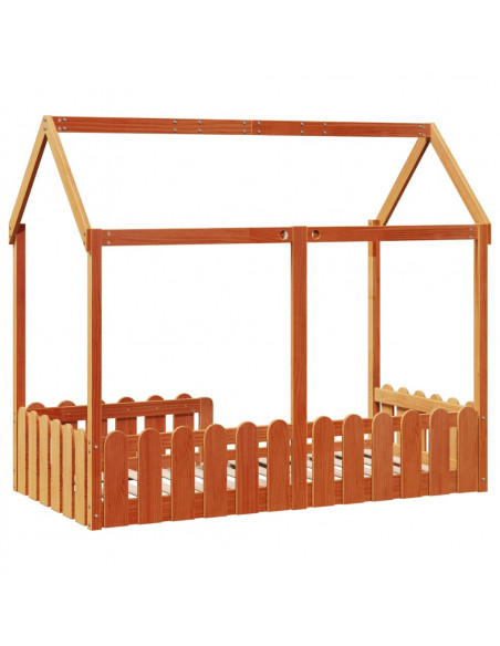 Giroletto Casetta Bambini Marrone Cera 80x160 cm Massello Pino