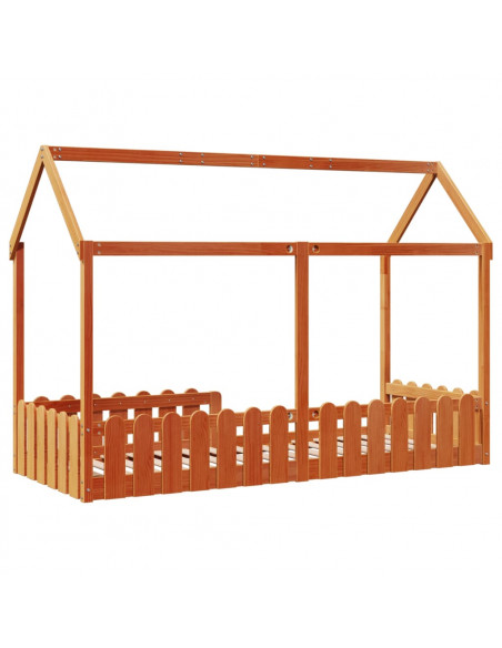 Giroletto Casetta Bambini Marrone Cera 80x200 cm Massello Pino