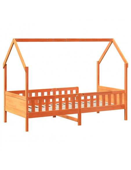 Giroletto Casetta Bambini Marrone Cera 90x190 cm Massello Pino