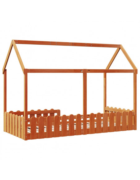 Giroletto Casetta Bambini Marrone Cera 90x200 cm Massello Pino