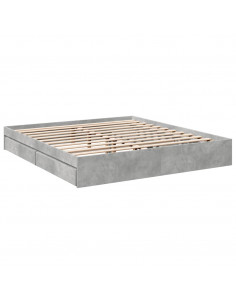 Giroletto Cassetti Grigio Cemento 180x200 cm Legno Multistrato