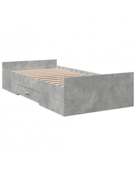 Giroletto Cassetti Grigio Cemento 90x190 cm Legno Multistrato