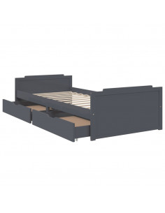 Giroletto Cassetti Grigio Scuro Legno Massello di Pino 90x200cm