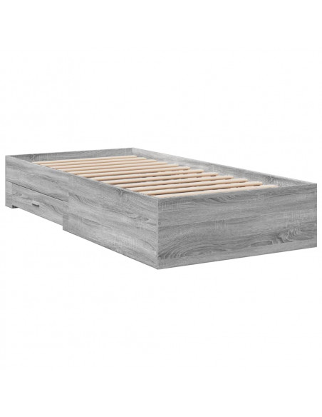 Giroletto Cassetti Grigio Sonoma 90x190 cm Legno Multistrato