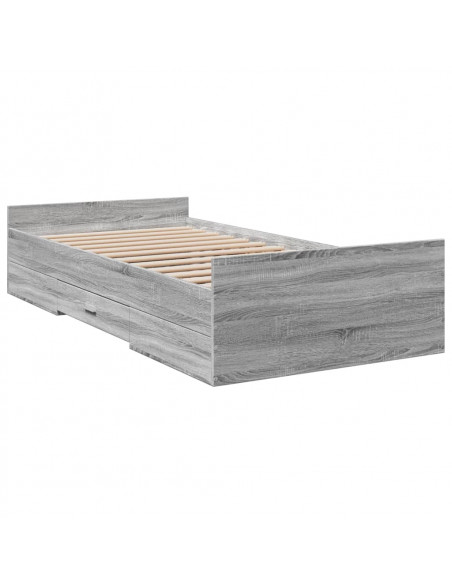 Giroletto Cassetti Grigio Sonoma 90x190 cm Legno Multistrato