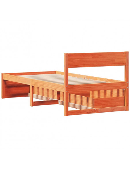 Giroletto Cassetti Marrone Cera 100x200 cm Legno Massello Pino