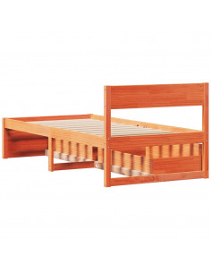 Giroletto Cassetti Marrone Cera 90x200 cm Legno Massello Pino