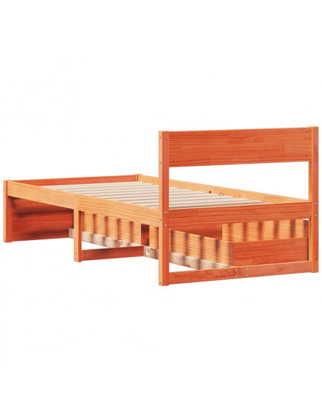 Giroletto Cassetti Marrone Cera 90x200 cm Legno Massello Pino