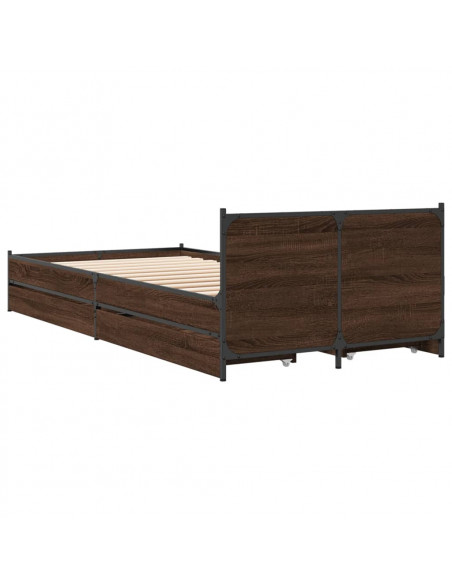 Giroletto Cassetti Rovere Marrone 100x200 cm Legno Multistrato