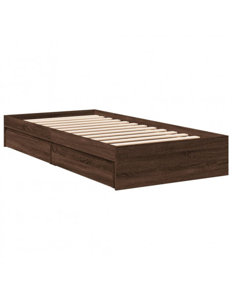 Giroletto Cassetti Rovere Marrone 100x200 cm Legno Multistrato