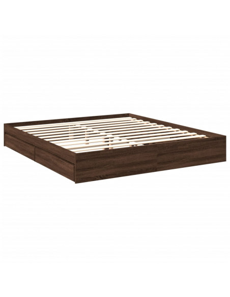 Giroletto Cassetti Rovere Marrone 200x200 cm Legno Multistrato