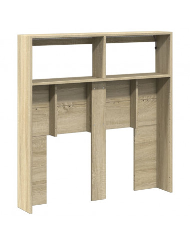 Testiera con Contenitore a LED Rovere Sonoma 100x17x102 cm