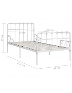 Giroletto con Base a Doghe Bianco in Metallo 90x200 cm