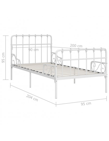 Giroletto con Base a Doghe Bianco in Metallo 90x200 cm