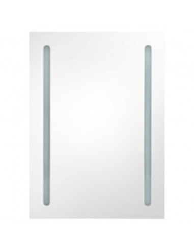 Armadietto Bagno con Specchio e LED Bianco e Rovere 50x13x70 cm