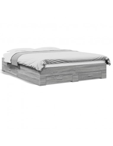 Giroletto Cassetti Grigio Sonoma 150x200 cm Legno Multistrato