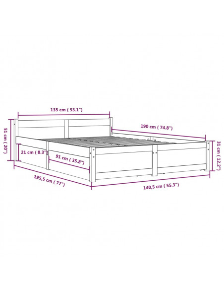 Giroletto con Cassetti 135x190 cm Double