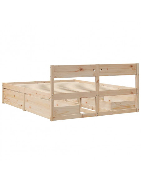 Giroletto con Cassetti 140x200 cm in Legno Massello di Pino