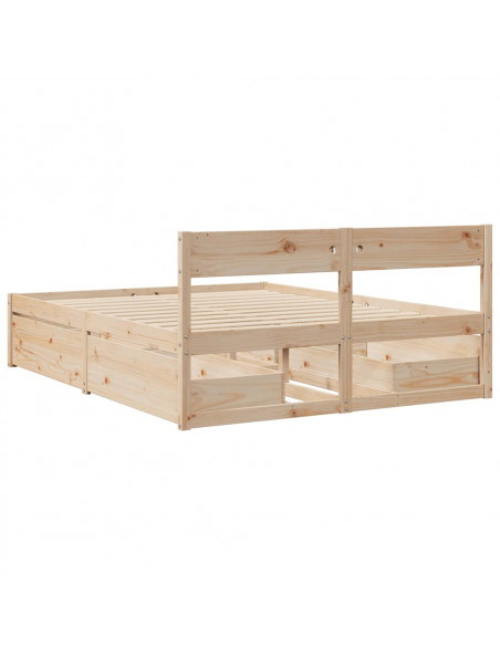 Giroletto con Cassetti 160x200 cm in Legno Massello di Pino