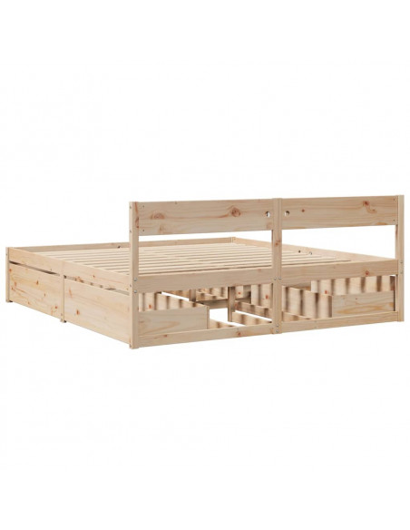 Giroletto con Cassetti 180x200 cm in Legno Massello di Pino