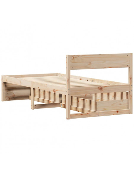 Giroletto con Cassetti 90x190 cm in Legno Massello di Pino