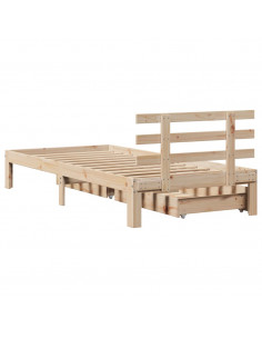 Giroletto con Cassetti 90x200 cm in Legno Massello di Pino