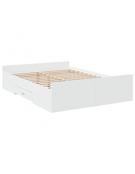 Giroletto con Cassetti Bianco 120x190 cm in Legno Multistrato