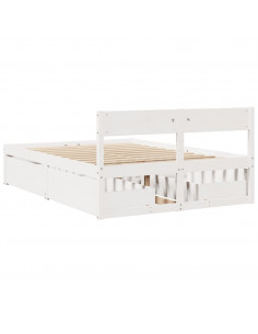 Letto senza Materasso Bianco 120x190 cm Legno Massello di Pino