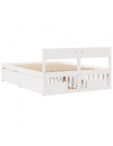 Letto senza Materasso Bianco 120x190 cm Legno Massello di Pino