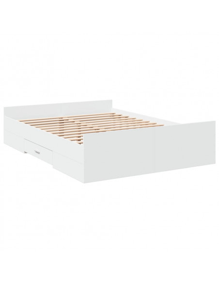 Giroletto con Cassetti Bianco 135x190 cm in Legno Multistrato
