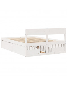 Letto senza Materasso Bianco 135x190 cm Legno Massello di Pino