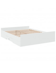 Giroletto con Cassetti Bianco 140x200 cm in Legno Multistrato