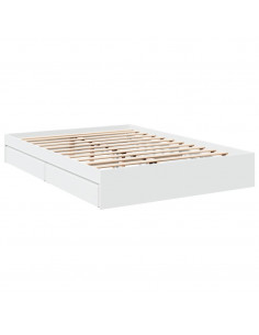 Giroletto con Cassetti Bianco 150x200 cm in Legno Multistrato