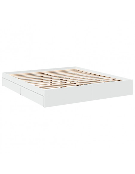 Giroletto con Cassetti Bianco 180x200 cm in Legno Multistrato